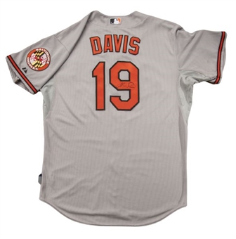 2013 Chris Davis Game Worn and Signed Baltimore Orioles Road Jersey With Mariano Rivera Signed Steiner LOA (MLB Authenticated) 